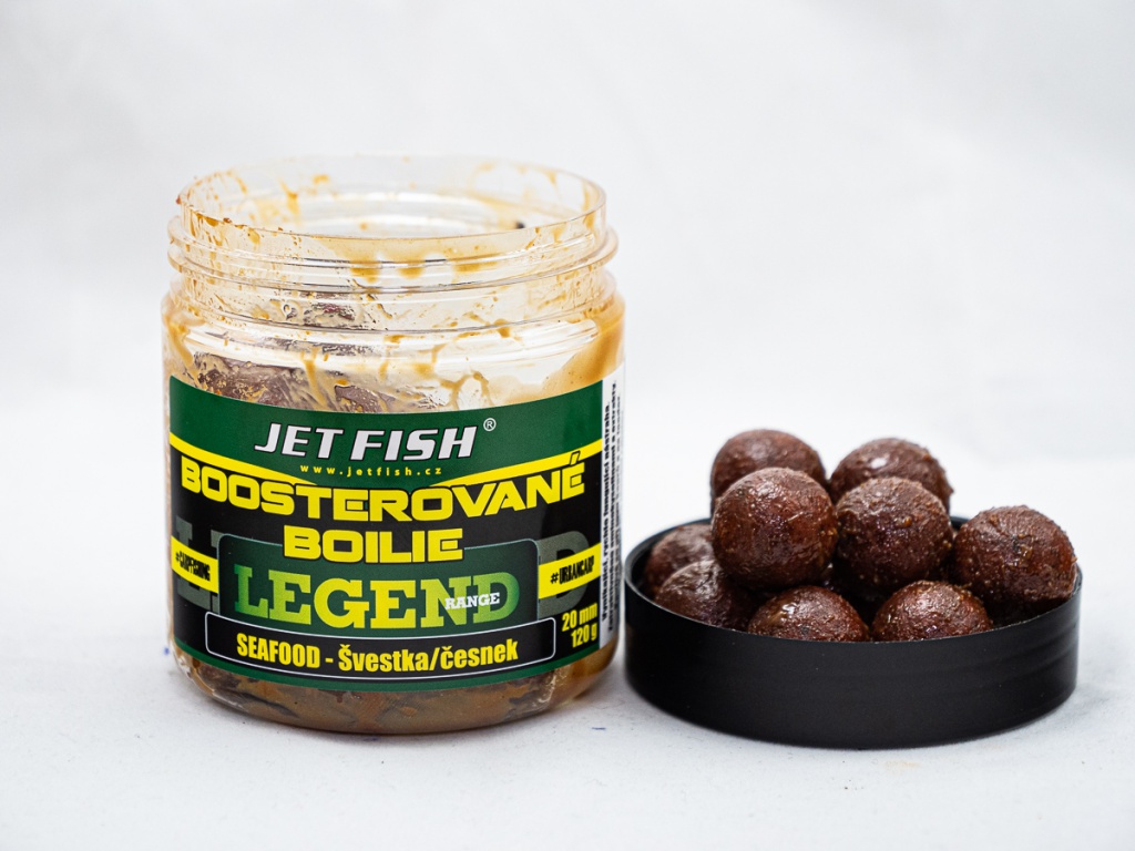Legend Range - Boosterované boilie 250ml - 20mm : SEAFOOD - ŠVESTKA / ČESNEK