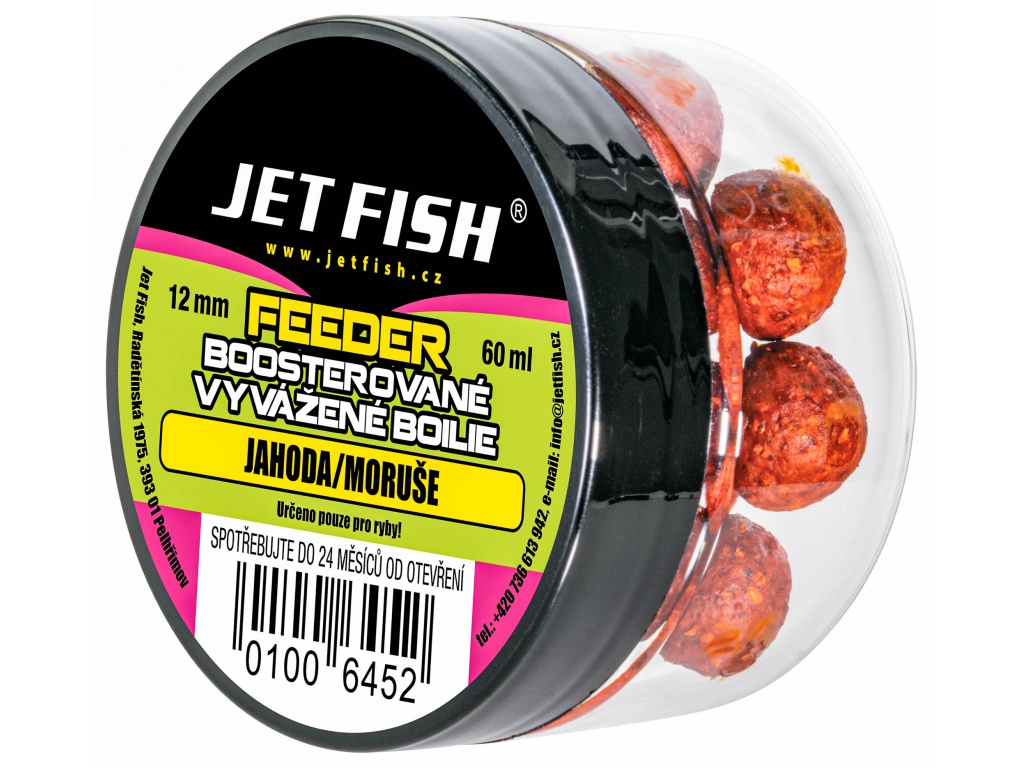 Feeder Boosterované vyvážené boilie 60ml-12mm : JAHODA / MORUŠE