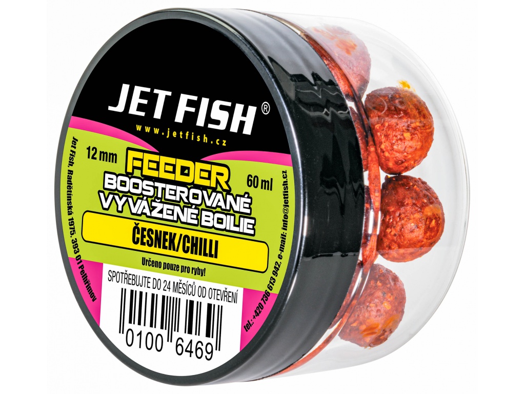 Feeder Boosterované vyvážené boilie 60ml-12mm : ČESNEK / CHILLI