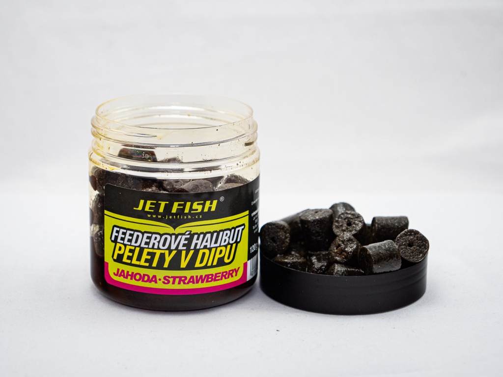 Feederové halibut pelety v dipu 120g - 12mm : JAHODA